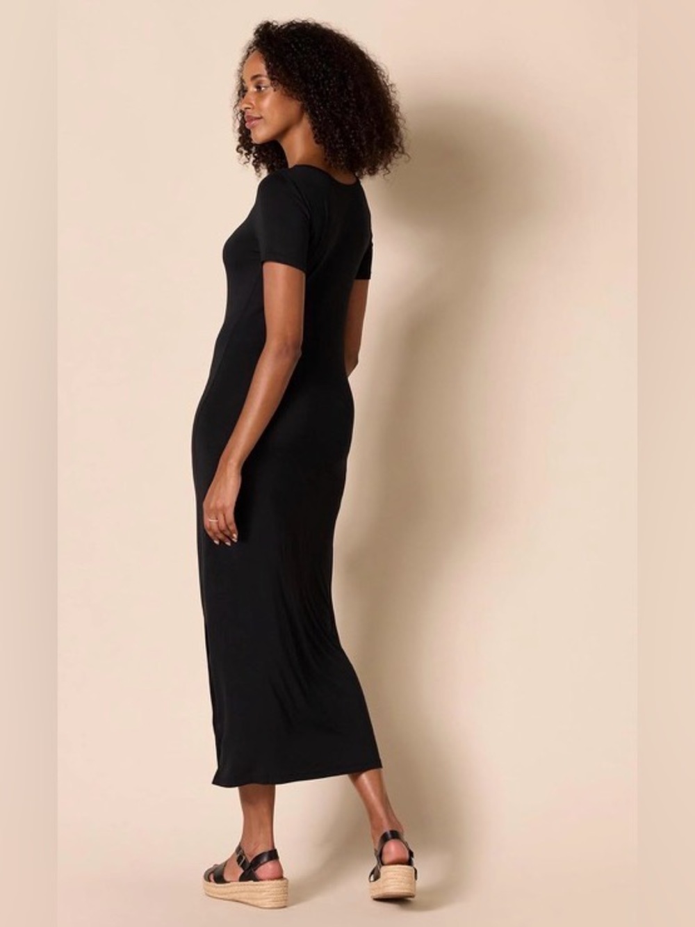 Amazon Essentials Women’s Jersey Short-Sleeve Crewneck Side Slit Maxi Dress-LG - Picture 6 of 10